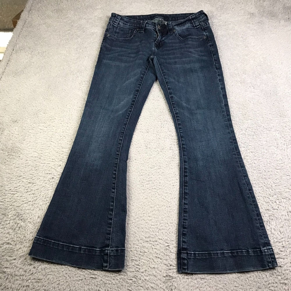 Rock & Roll Cowgirl Trouser Jeans Womens 29 (31x30) Blue Low Rise Western Flared